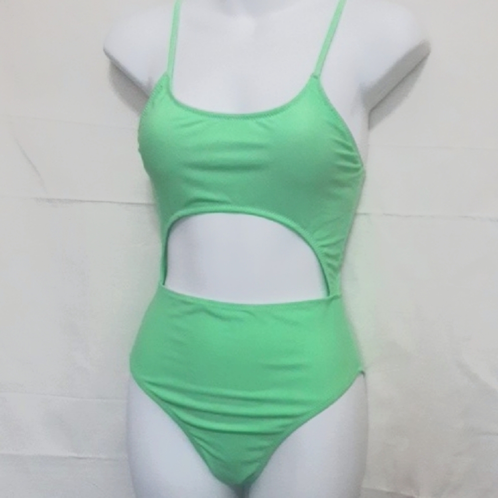 Green Cutout One-Piece Swimsuit